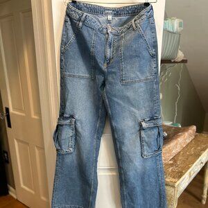 On 34th Medium Blue Cargo Jeans w/Leg Pockets